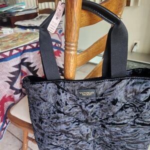 Victoria's Secret Black Velvet Tote Bag